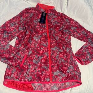 Mizuno pink and Gray Floral Zip-Up Utility Jacket. C35